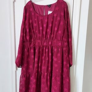 Red Star Torrid Dress. Chiffon woven fabric, size 18-20, torrid 2. Brand new